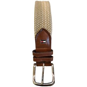 TOMMY HILFIGER M 36/38 TAN & BROWN LEATHER WIDE BRADED BELT